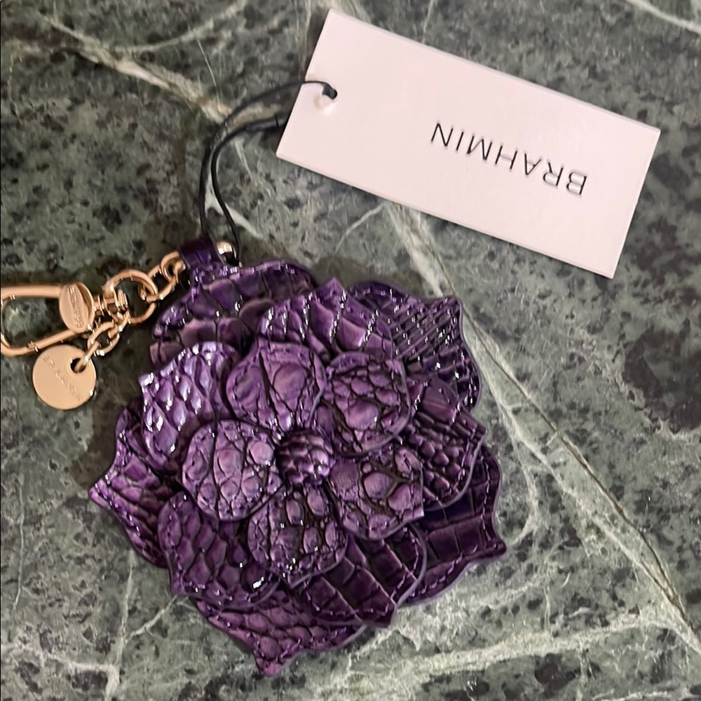 BNWT Brahmin ULTRA VIOLET  Leather Keychain